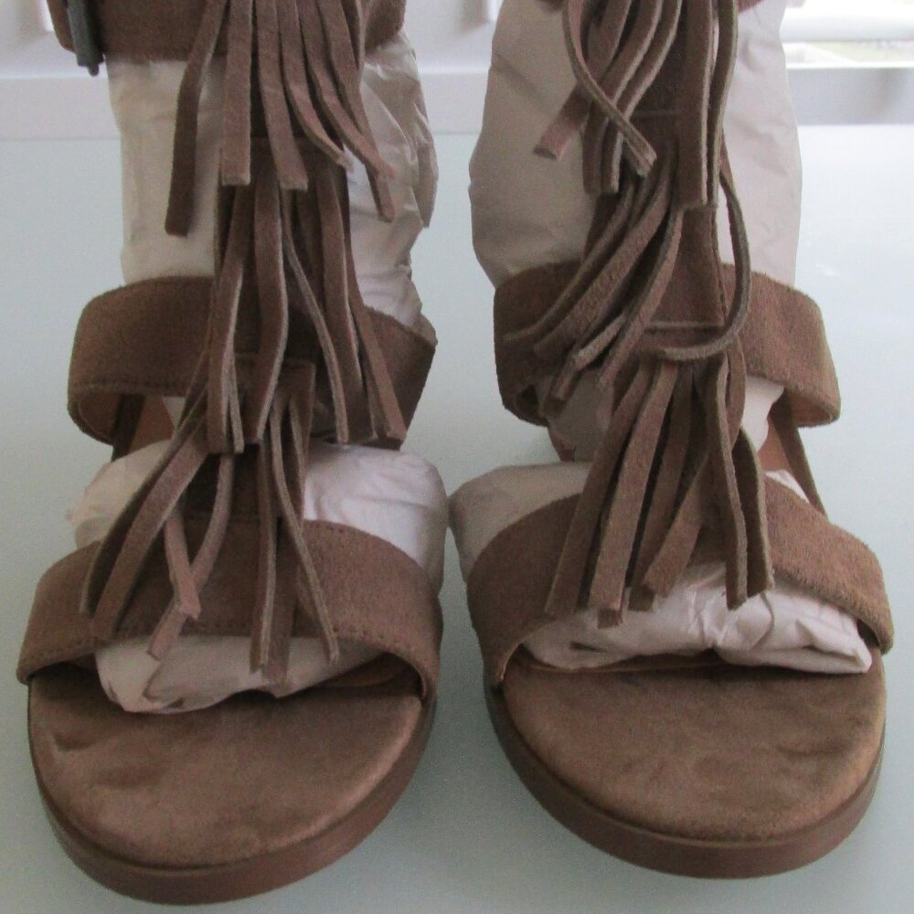 Sole Society Open Toe Suede Fringed Heels Size 8 M